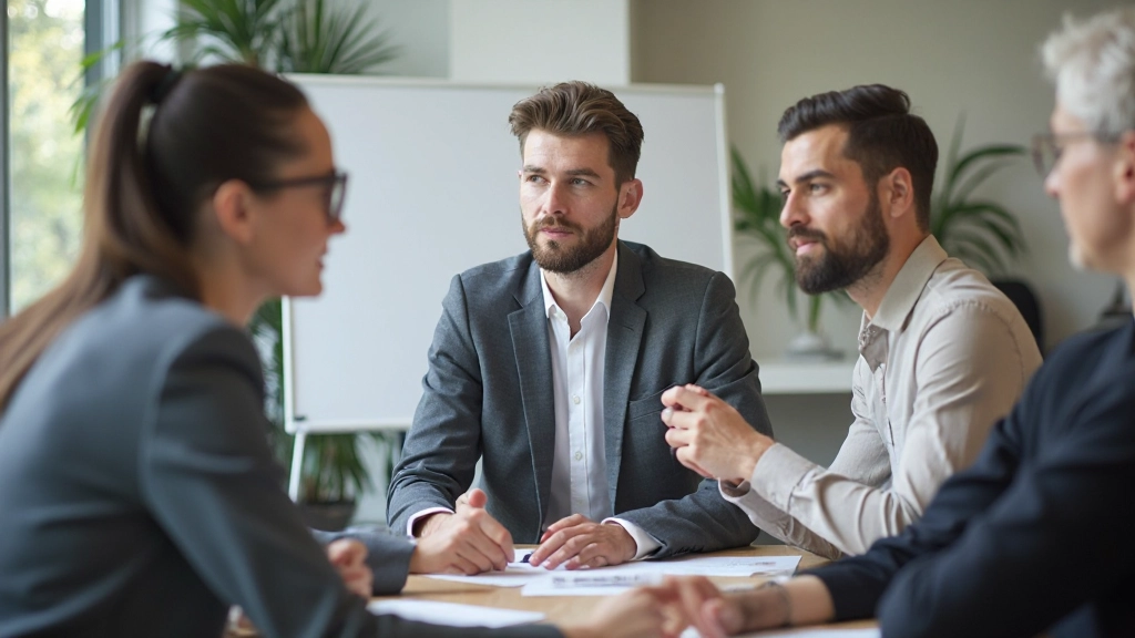 Diverse team dat samen in een vergaderruimte brainstormt met notities en mindmaps op een whiteboard
