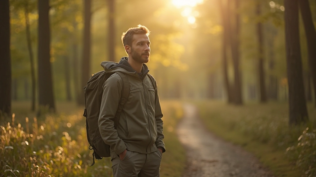 Persoon staat voor twee paden in natuur, keuze moment, besluiten